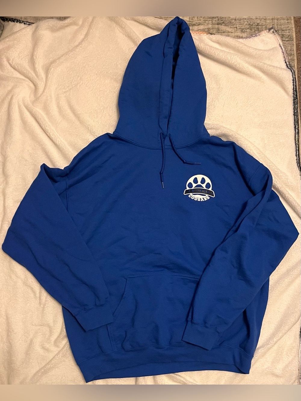 Gildan Royal Blue Pullover Hoodie with Cougar Paw Logo - Men
